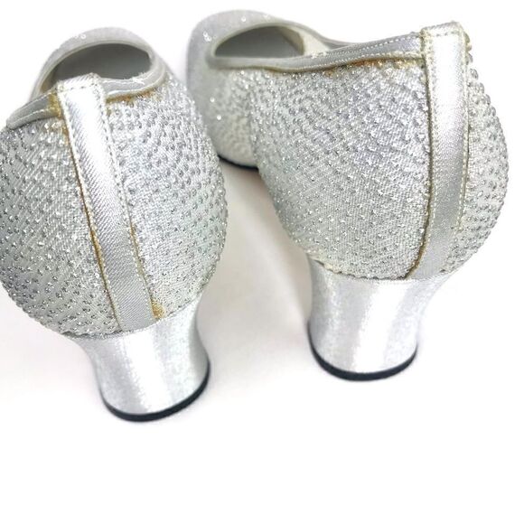 Nina Silver Glitter Sheer Side Square Toe Special Occasion Block Heel Shoes - Picture 11 of 15